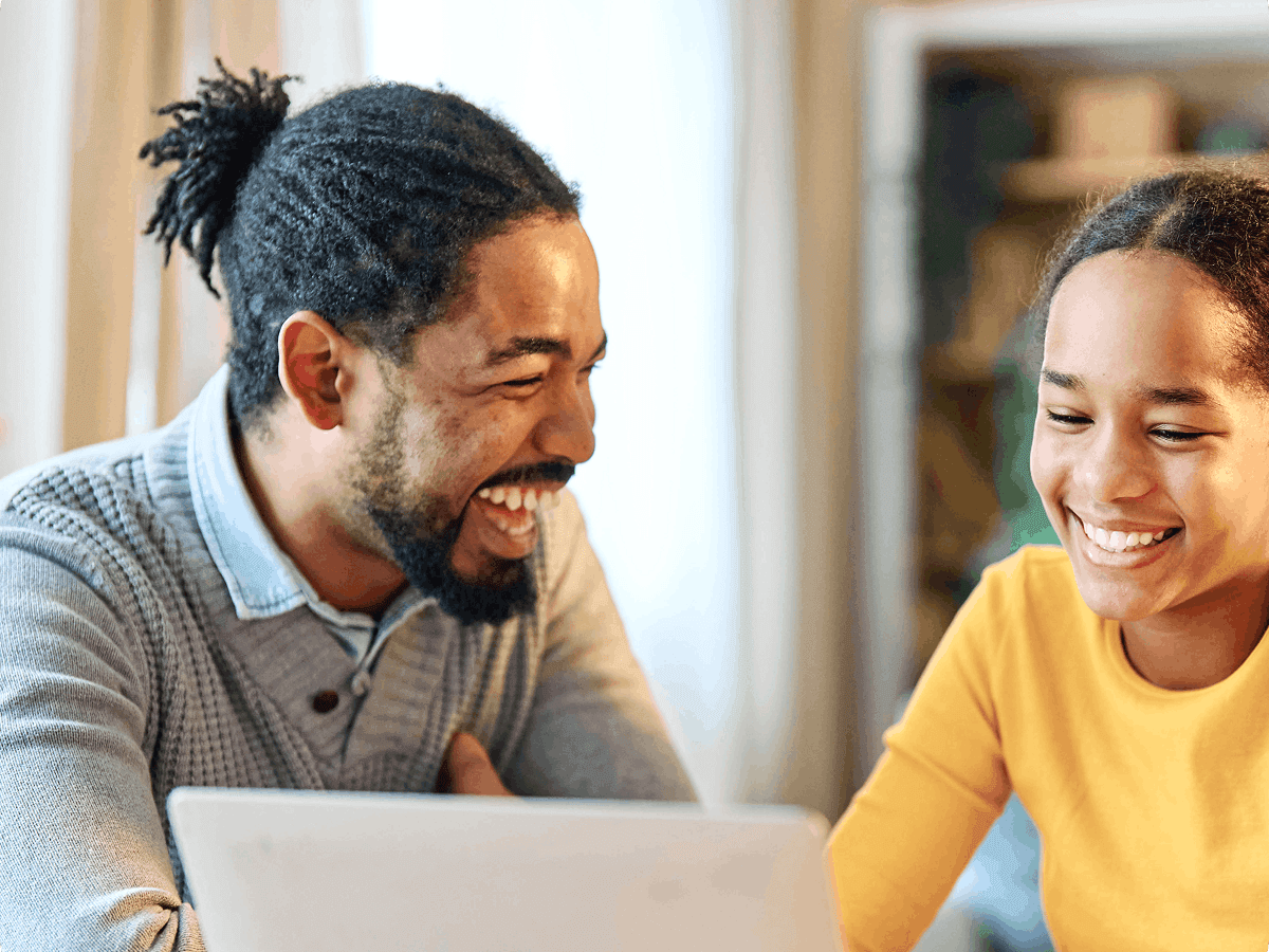 Parent and student learning online together